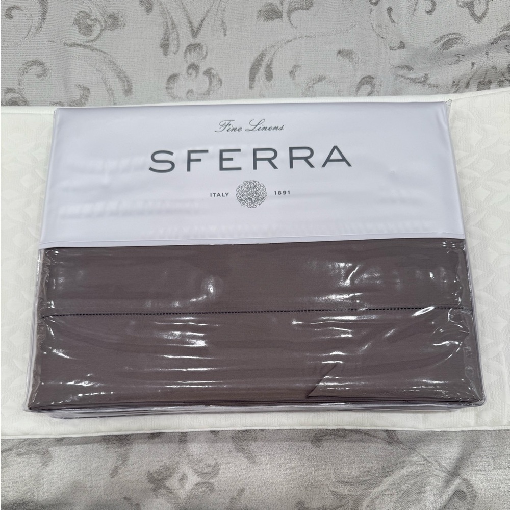 SFERRA MATTEO SATEEN KING DUVET SET WITH SHAMS 3-PIECE GREY MADE IN ITALY